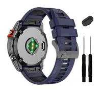 OFWAX Cinturino per orologio Fenix 7X 6X Pro 5X Plus Quickfit da 26 mm, cinturino in silicone morbido, per Garmin Enduro 2/Descent MK2i/MK3i 51 mm/Tactix 7Pro/Epix Pro 51 mm(Dark Blue Black)