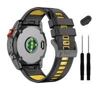 OFWAX Cinturino per orologio Fenix 7X 6X Pro 5X Plus Quickfit da 26 mm, cinturino in silicone morbido, per Garmin Enduro 2/Descent MK2i/MK3i 51 mm/Tactix 7Pro/Epix Pro 51 mm(Black Yellow)