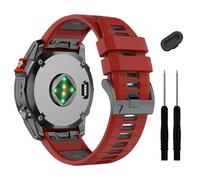 OFWAX Cinturino per orologio Fenix 7X 6X Pro 5X Plus Quickfit da 26 mm, cinturino in silicone morbido, per Garmin Enduro 2/Descent MK2i/MK3i 51 mm/Tactix 7Pro/Epix Pro 51 mm(Red Dark Grey)