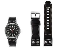 OFWAX Cinturino per orologio in vera pelle per cinturino Citizen serie BX1010-02E/11L 22mm Accessori per orologi da uomo marrone nero(Black silver buckle)