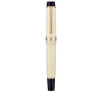 OFWAX Penna stilografica a pistone con pennino F/M/B, penna regalo in resina con parte superiore piatta, con chiave, serbatoio di inchiostro, penna per scrittura (avorio bianco oro, M)
