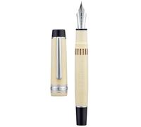 OFWAX Penna stilografica a stantuffo con pennino F/M/B, penna regalo in resina con parte superiore piatta, con chiave, serbatoio di inchiostro, penna per scrittura (avorio (versione sigillo), F)