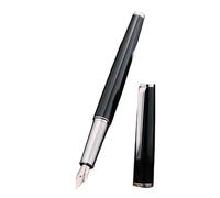 OFWAX Penna stilografica in metallo, pennino EF/F/M, design retrò, materiale metallico, elegante clip per scrittura, forniture per ufficio e scuola, regalo di cancelleria (nero argento, F)