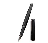 OFWAX Penna stilografica in metallo, pennino EF/F/M, design retrò, materiale metallico, elegante clip per scrittura, forniture per ufficio e scuola, regalo di cancelleria (nero, M)