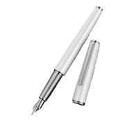 OFWAX Penna stilografica in metallo, pennino EF/F/M, design retrò, materiale metallico, elegante clip per scrittura, forniture per ufficio e scuola, regalo di cancelleria (argento bianco, F)