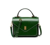 OFWAX Vera pelle bovina donne borse a tracolla designer retrò piccola tote bag donna borse a tracolla femminili classiche cartelle, Verde, 23-17-9cm