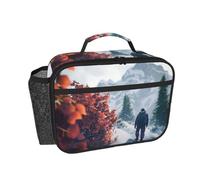OFYGJFB Borsa termica per il pranzo per uomini e donne, con paesaggio montano e neve, design con stampa completa, riutilizzabile, a prova di perdite, grande capacità, per lavoro, ufficio, viaggi