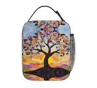 OFYGJFB Borsa termica per il pranzo per uomini e donne, design Bodhi Tree con stampa completa, riutilizzabile, a prova di perdite, grande capacità, per lavoro, scuola, ufficio, viaggi, picnic, con