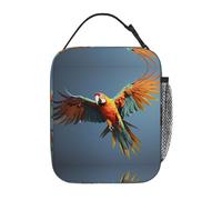 OFYGJFB Borsa termica per il pranzo per uomini e donne, design colorato con pappagallo volo, riutilizzabile, a prova di perdite, grande capacità