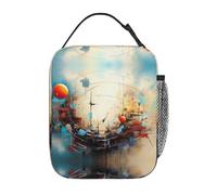 OFYGJFB Borsa termica per il pranzo per uomini e donne, design con geometria cosmica e stampa completa, riutilizzabile, a prova di perdite, grande capacità