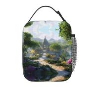 OFYGJFB Borsa termica per il pranzo per uomini e donne, design Shangri-la, riutilizzabile, a prova di perdite, grande capacità, per lavoro, scuola, ufficio, viaggi, picnic, tracolla regolabile
