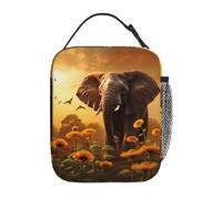 OFYGJFB Borsa termica per il pranzo per uomini e donne, elefante tramonto passeggiata design full-print riutilizzabile Cooler Tote, a tenuta stagna grande capacità Lunch Box