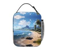 OFYGJFB Borsa termica per il pranzo per uomini e donne, Palm Beach Serenity Design con stampa completa, borsa termica riutilizzabile, a prova di perdite, grande capacità
