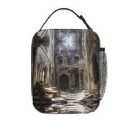 OFYGJFB Borsa termica per il pranzo per uomini e donne, un monastero dilapidato con stampa completa, riutilizzabile, a prova di perdite, grande capacità