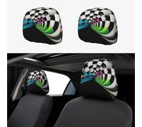 OFYGJFB Copritesta auto 2 pz caleidoscopio tunnel viso tessuto elastico | Morbido 95% poliestere 5% spandex misto con fondo elastico, si adatta alla maggior parte dei poggiatesta dei sedili auto e