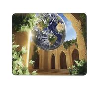OFYGJFB Tappetino per mouse quadrato con bordi cuciti, 17,8 x 21,8 cm, piccolo tappetino per mouse senza fili, la terra nella misteriosa chiesa, per laptop, giochi, ufficio e decorazione domestica