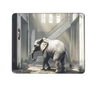 OFYGJFB Tappetino per mouse quadrato con bordi cuciti, 20,1 x 24,1 cm, piccolo tappetino per mouse senza fili, il mammut dorato tra le rovine, per laptop, giochi, ufficio e decorazione domestica