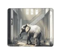 OFYGJFB Tappetino per mouse quadrato con bordi cuciti, 21,1 x 26,2 cm, piccolo tappetino per mouse senza fili, il mammut d'oro nella città fatiscente, tappetino per mouse per laptop, giochi, ufficio e