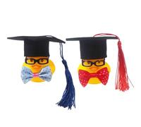 OFYRA 2 Pezzi Divertente anatra di gomma accademica con diploma, mini graduazione, decorazione con cappello di laurea, idea regalo per esami festa di laurea (Papillon blu e papillon rosso)