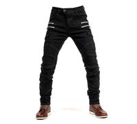 oFzimTo Pantaloni Moto Uomo Elasticizzati, Jeans Moto Uomo, Vita Comoda, Design Stretch, Pantaloni Moto per Uso Quotidiano e Urbano