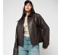 OG Retro Pu Leather Boxy Jacket marrone M