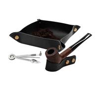OGABEL Set di vassoi per tabacco in pelle PU con supporto per pipa per tabacco e strumento per pipa 3 in 1, custodia portatile per tabacco e supporto per pipe, accessori per tubi da fumo da uomo (tubo