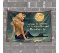 OGBD Arazzi per la decorazione della stanza "Always Be Yourself". You Can Be A Mermaid Then Always Bee. Arazzo per dormitorio, decorazione per camera (100 x 150 cm)