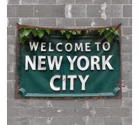 OGBD Arazzo con parole Welcome to New York City. Arazzo da parete per dormitorio (75 x 100 cm)