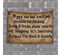 OGBD Arazzo decorativo con scritta "If You See Me Smiling, It's Lauging", arazzo decorativo per porta della stanza (75 x 100 cm)