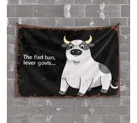 OGBD Decorazione da appendere alla porta di una mucca in stile cartone animato con testo che dice il Flarl Han, arazzo Govis a leva, ideale come regalo per giardino, patio (75 x 100 cm)