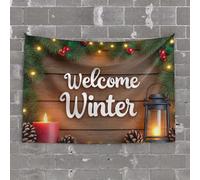 OGBD Divertente arazzo da cucina con scritta "Welcome to a Cozy Winter Season" (lingua italiana non garantita), decorazione da parete per la casa (75 x 100 cm)