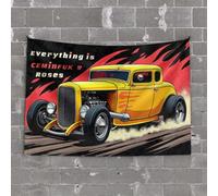 OGBD Man Cabe Decor Hot Rod Revival: velocità, stile e fuochi d'artificio! Arazzo decorazione per porta della stanza (75 x 100 cm)