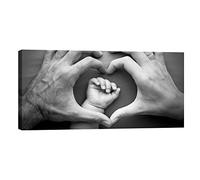 oggettando Capezzale Sacra Famiglia Moderno Cuore Mani Quadri Moderni Soggiorno Stampa su Tela Camera da Letto. (100x50 cm)