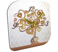 oggettando, Orologio da tavolo in ecopelle bianca stampa ALBERO DELLA VITA CUORE ORO personalizzabile in scatola da regalo. Bomboniere, anniversari. Regali utili, Originali ed Economici (22x22 P)