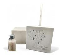 OGGETTANDO Profumatore in ecopelle COMUNIONE ALBERO CUORE PERSONALIZZABILE in scatola Bomboniera, Nascita, Battesimo, Comunione, Cresima, Anniversari, Compleanni