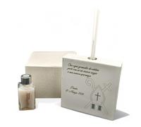 OGGETTANDO Profumatore in ecopelle NASCITA PERSONALIZZABILE in scatola Bomboniera, Nascita, Battesimo, Comunione, Cresima, Anniversari, Compleanni