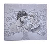 oggettando QUADRO SACRA FAMIGLIA ALBERO con decori a mano Bomboniere Matrimonio, Battesimo, Comunione, Cresima, Laurea, Anniversari Regalo utili, originali ed economico (Silver 29x24 cm)