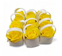 oggettando SET 12 Segnaposto Rosa di sapone profumata Matrimonio, Nascita, Battesimo, Comunione, Laurea, Cresima, 18, 25 e 50 anni, Anniversari e Compleanni (Giallo)