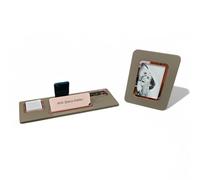 oggettando Set Scrivania in eco pelle PU Tortora, 5in1 Organizer con Supp. smartphone, Porta Penne, Porta bigliettini, Porta carte ades, Cavaliere person, Portafoto Ufficio, Casa (ACR. OROROSA)