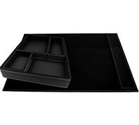 oggettando - Set scrivania ufficio in Ecopelle con Accessori Composto da sottomano con striscia laterale, vassoio portadocumenti, svuotatasche, portapenne, portabigliettini (nero)