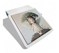 OGGETTANDO Sottopentola Quadretto Albero della Vita Angelo Ceramica in scatola Bomboniera, Nascita, Matrimonio, Battesimo, Comunione, Laurea, Cresima,18/25/50 anni, Anniversari (22x22)