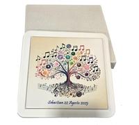 OGGETTANDO Sottopentola Quadretto Albero della Vita Musica Ceramica PERSONALIZZABILE scatola Bomboniera, Nascita, Matrimonio, Battesimo, Comunione, Laurea, Cresima,18/25/50 anni (22x22)
