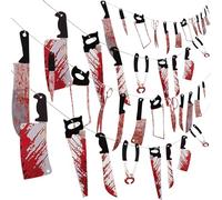 Oggetti Casa Coltello Insanguinato in Pvc,Corda da 3m Striscioni Halloween Halloween Decorazioni Coltelli Striscioni Adatto per Decorazioni Horror per La Casa Stregata di Natale e vigilia d'ognissanti