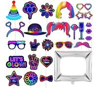 Oggetti Di Scena per Cabine Fotografiche 25 Pezzi, Palloncini Con Cornice per Foto 1pc, Motivi Al Neon, Divertenti Oggetti Di Scena per Selfie, Decorazioni per Feste, Accessori per Feste