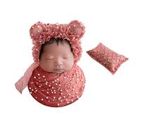 Oggetti di Scena per Fotografia Neonato 3 Pezzi/Set, Soffice Coperta Mat + Involucro Ondulato + Fasce Bambino Puntelli Foto Sfondo Coperta Morbida per Neonati Ragazzi O Ragazze