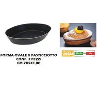 Oggettistica Liotti Stampo per Dolci Pasticciotto Ovale Set 3 pz 7 x 5 cm Nero