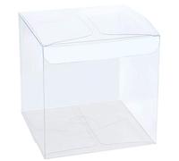 Oggettistica per bomboniere Confezione da 50 scatole in PVC trasparente, 8 x 8 x 8 cm, per bonifici