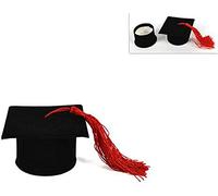 Oggettistica per bomboniere STOCK 24 PEZZI Scatolina Cappello Tocco Laurea NERO Velluto portaconfett