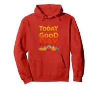 Oggi è Una buona Giornata Alba ispiratrice sulla Montagna Felpa con Cappuccio, Unisex per Adulti, Rosso, L