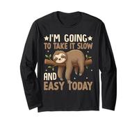 Oggi la prenderò Lentamente e con Calma Funny Lazy Sloth Maglia a Manica